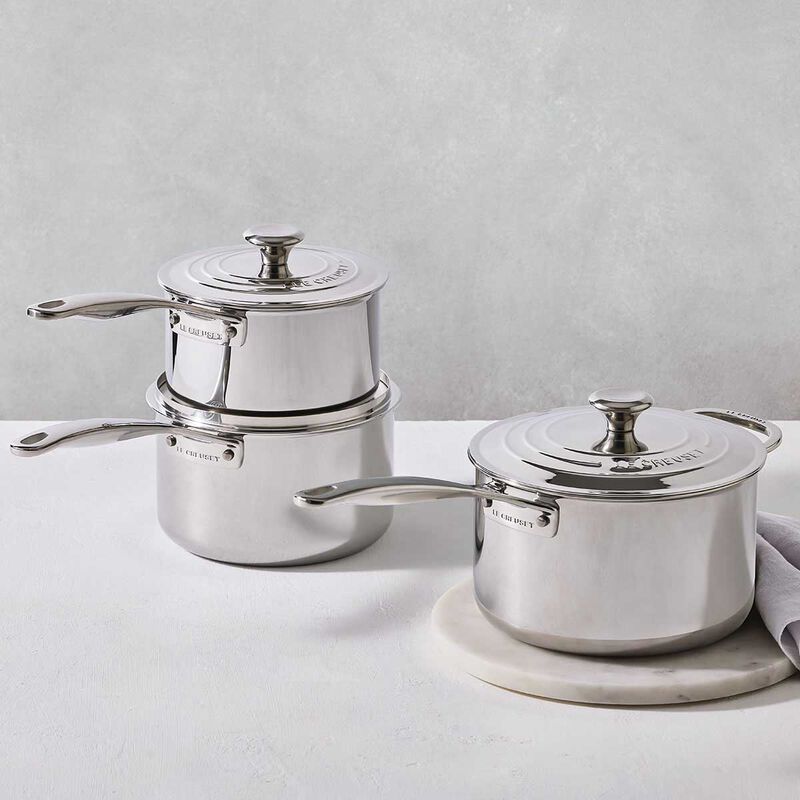 Le Creuset Signature Stainless Steel Saucepan with Lid and Helper Handle image number 1
